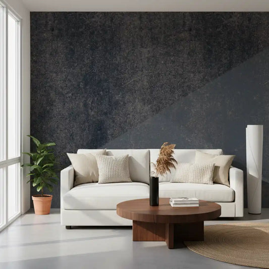 Wandbild in Kohle- und Stahlblau mit diagonalem Muster