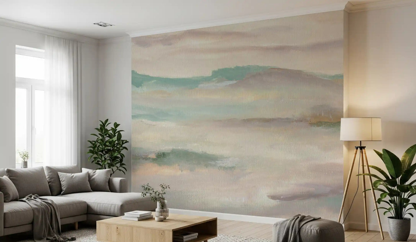 Pastelltåke abstrakt landskap tapet veggmaleri