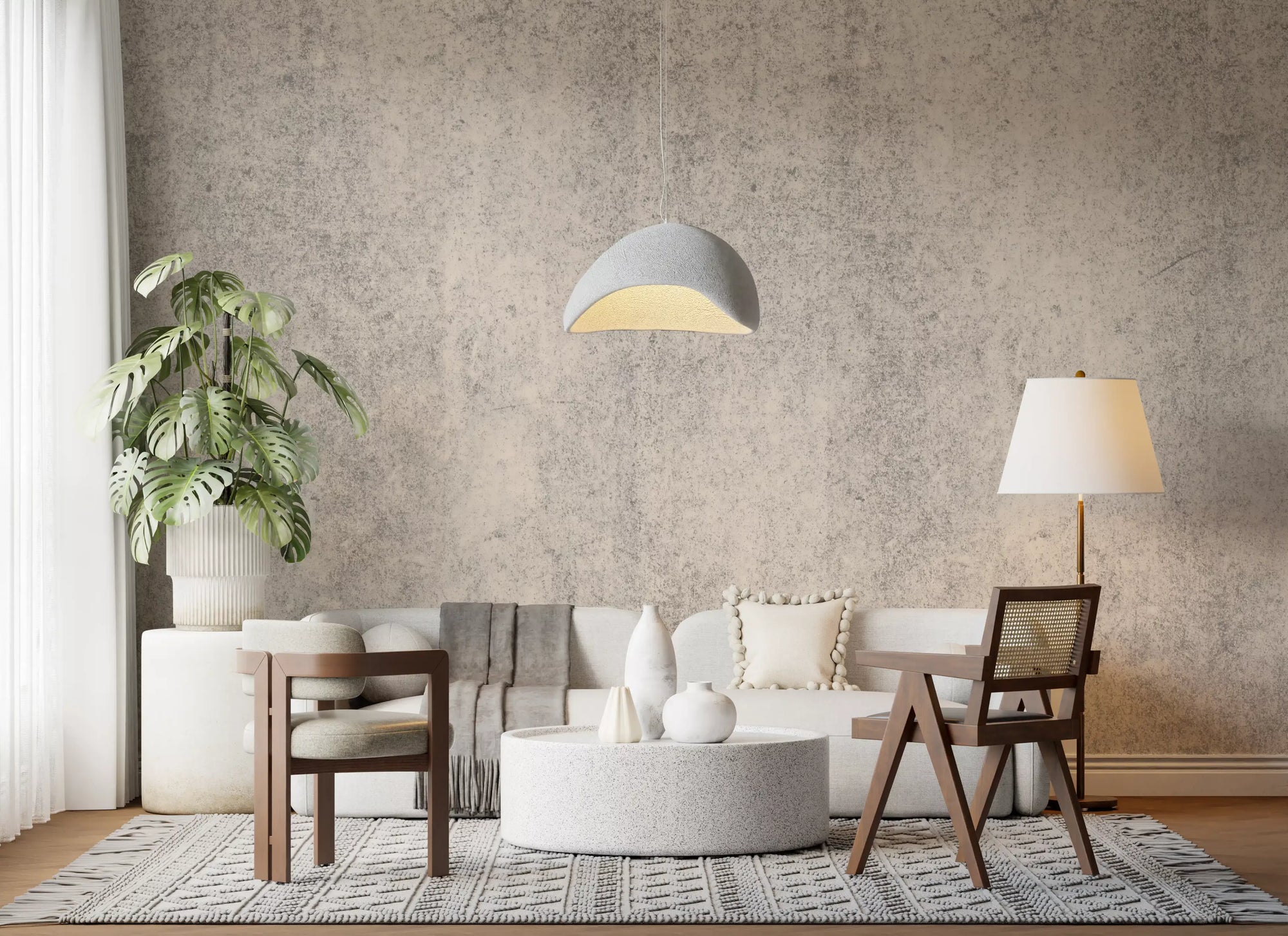Aged concrete texture keeps a living room calm, wall mural GD10884
