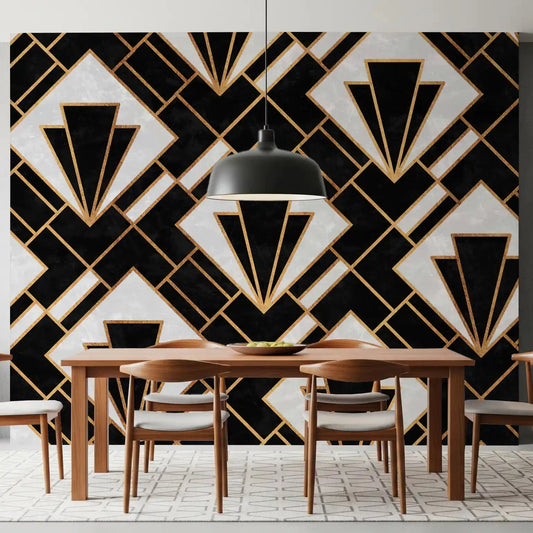 Art Deco Luxe geometric wall mural in a glamorous Dining room GD10888
