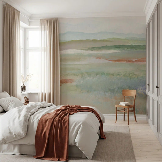 Earthy Meadow Abstract Landscape Wallpaper Wall Mural