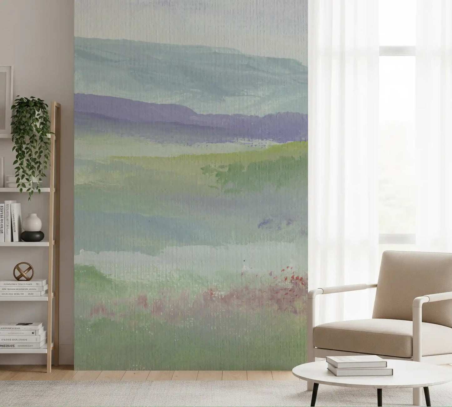 Misty Lavender Meadows Wallpaper Wall Mural