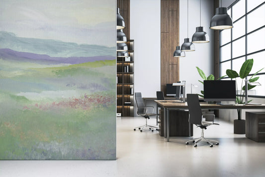 Misty Lavender Meadows Wallpaper Wall Mural