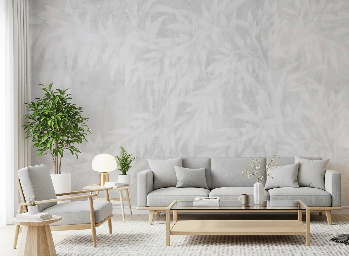 Wandbild mit blassem Alabaster-Laubtextur
