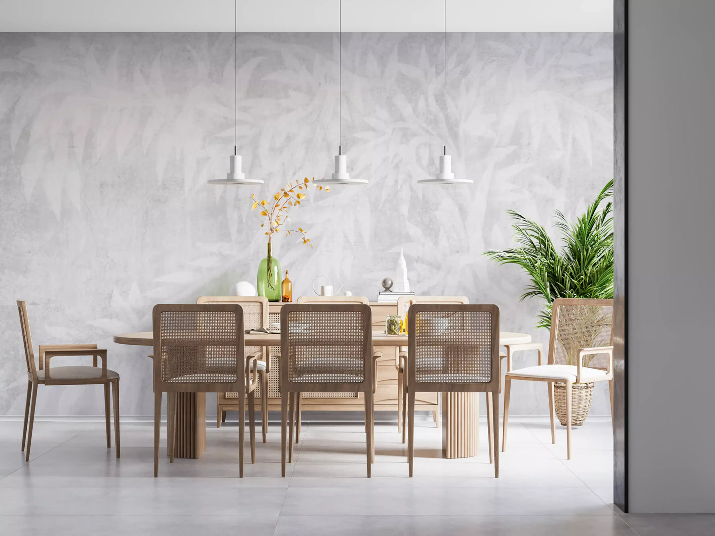 Wandbild mit blassem Alabaster-Laubtextur