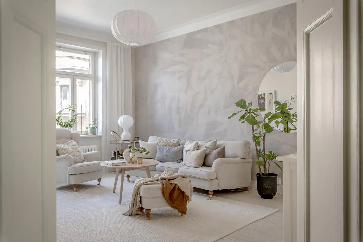Wandbild mit blassem Alabaster-Laubtextur