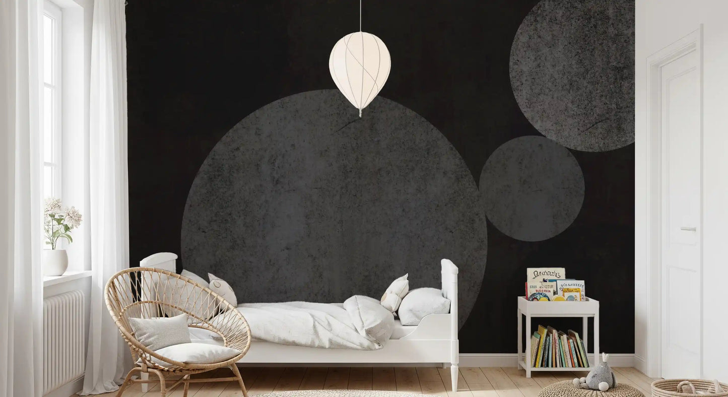 Papier peint mural géométrique texturé Eclipse sombre
