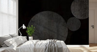 Papier peint mural géométrique texturé Eclipse sombre