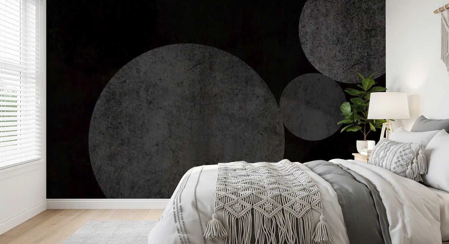 Papier peint mural géométrique texturé Eclipse sombre