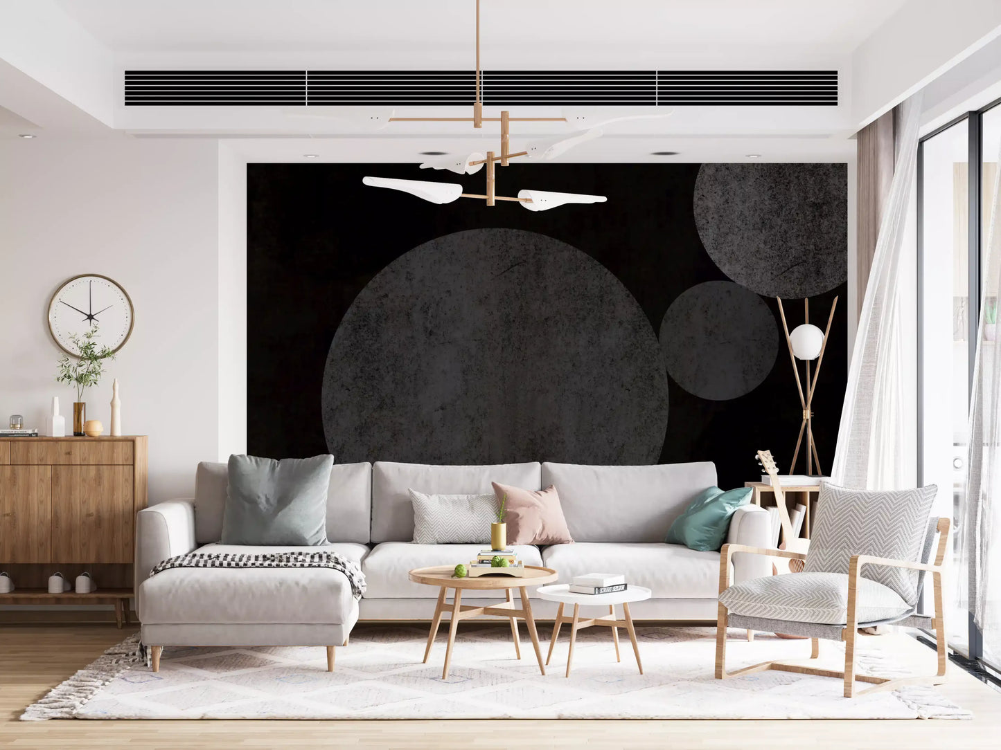 Papier peint mural géométrique texturé Eclipse sombre