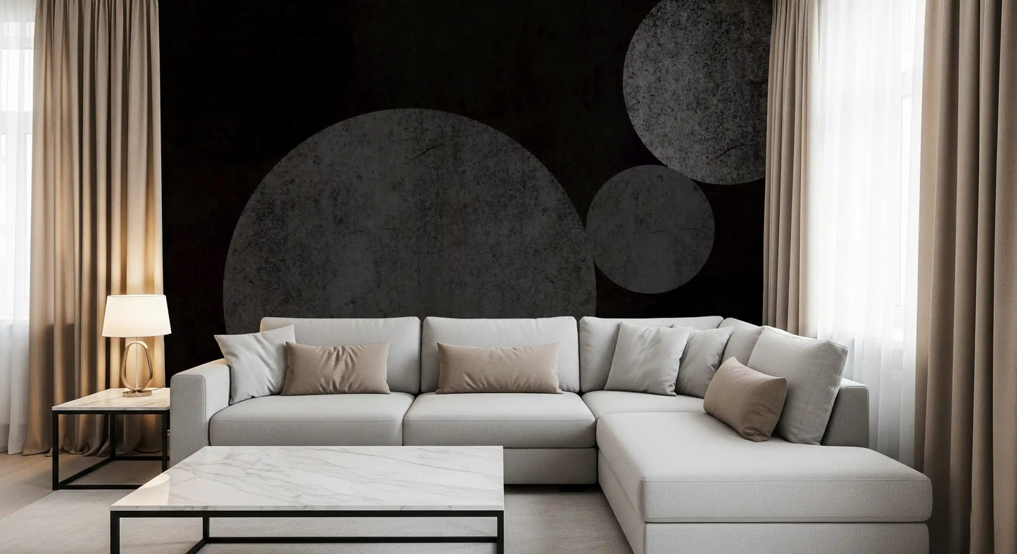 Papier peint mural géométrique texturé Eclipse sombre