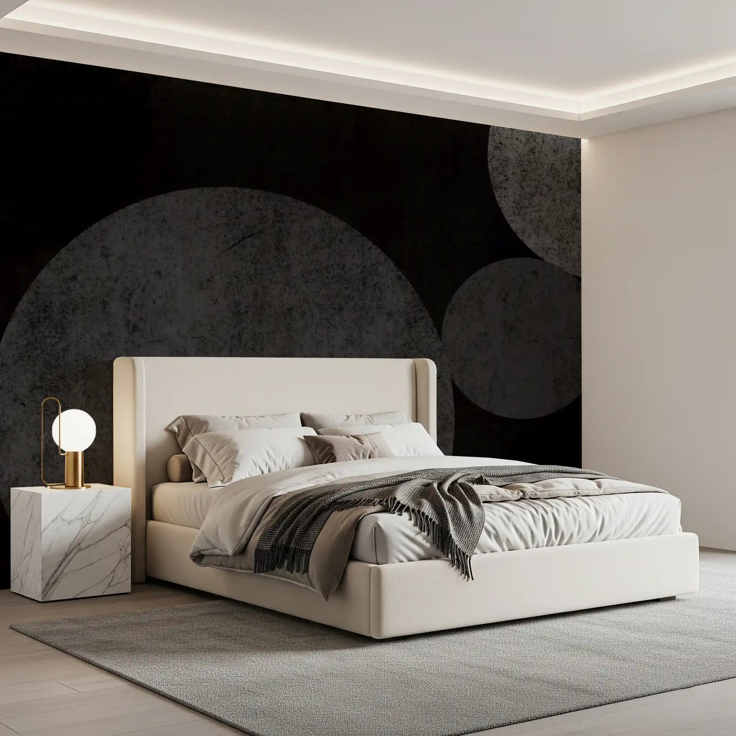 Papier peint mural géométrique texturé Eclipse sombre