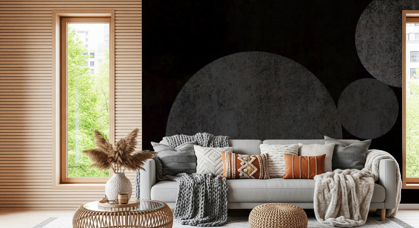 Papier peint mural géométrique texturé Eclipse sombre