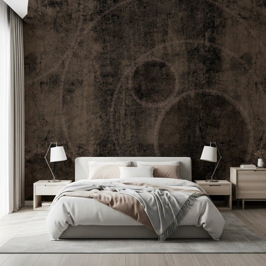 Wandbild mit verwittertem Kohle- und Sepia-Steinmuster