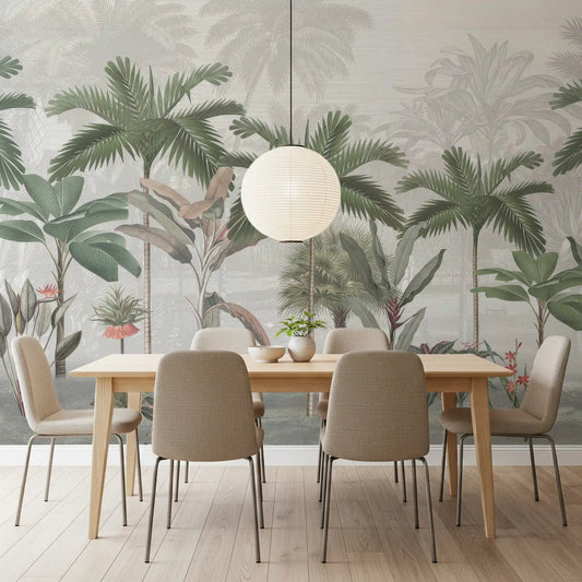 Vintage tropical botanical wall mural in a modern Dining room GD10903

