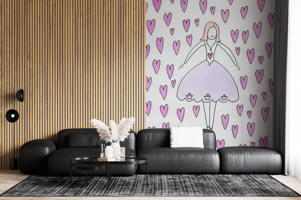Sweet ballerina hearts wall mural giving a girls' room a playful feel GD10904

