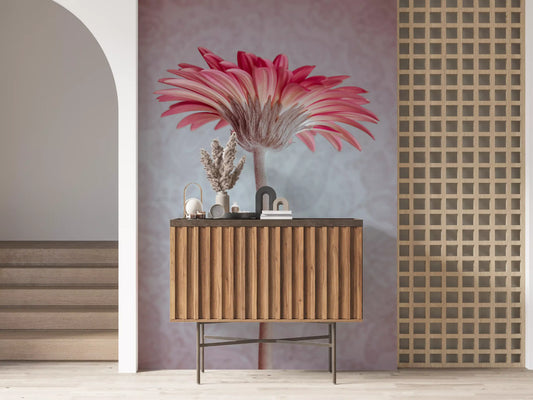Papier peint mural avec motif élégant de gerbera rose