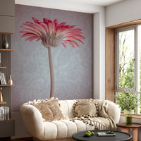 Elegante Tapete mit pinker Gerbera-Blüte als Wandbild