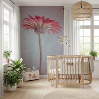 Elegante Tapete mit pinker Gerbera-Blüte als Wandbild