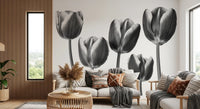 Elegant Monokrome Tulipaner Tapet Vægmural