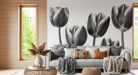 Elegant Monokrome Tulipaner Tapet Vægmural