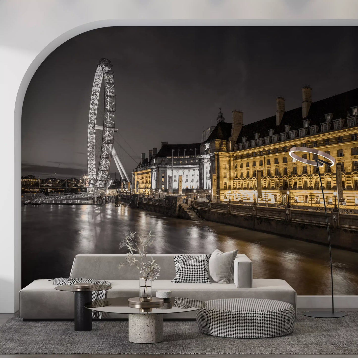 Muurdecoratie Nocturnal London Eye en County Hall