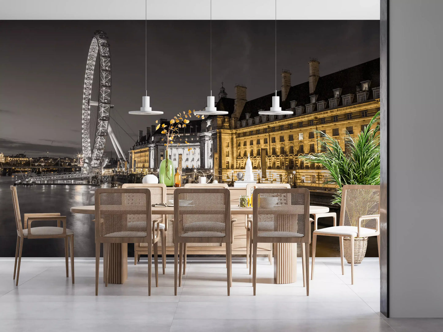 Muurdecoratie Nocturnal London Eye en County Hall