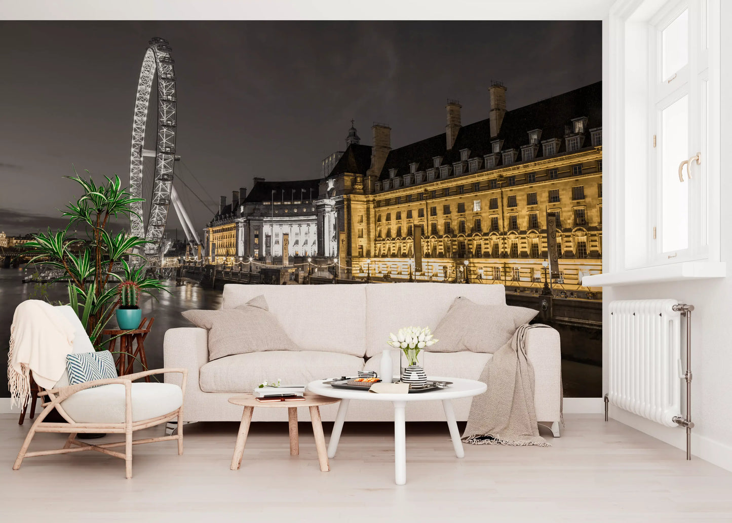 Muurdecoratie Nocturnal London Eye en County Hall