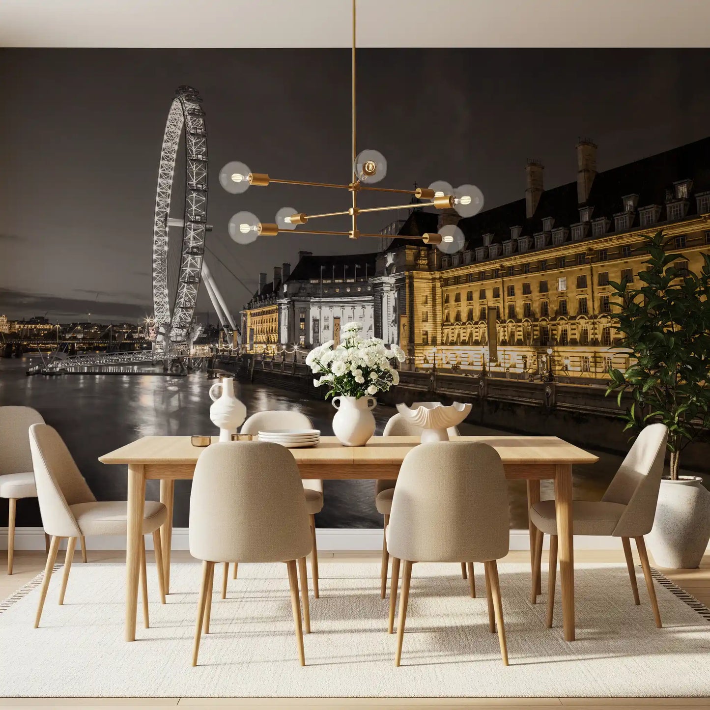 Muurdecoratie Nocturnal London Eye en County Hall