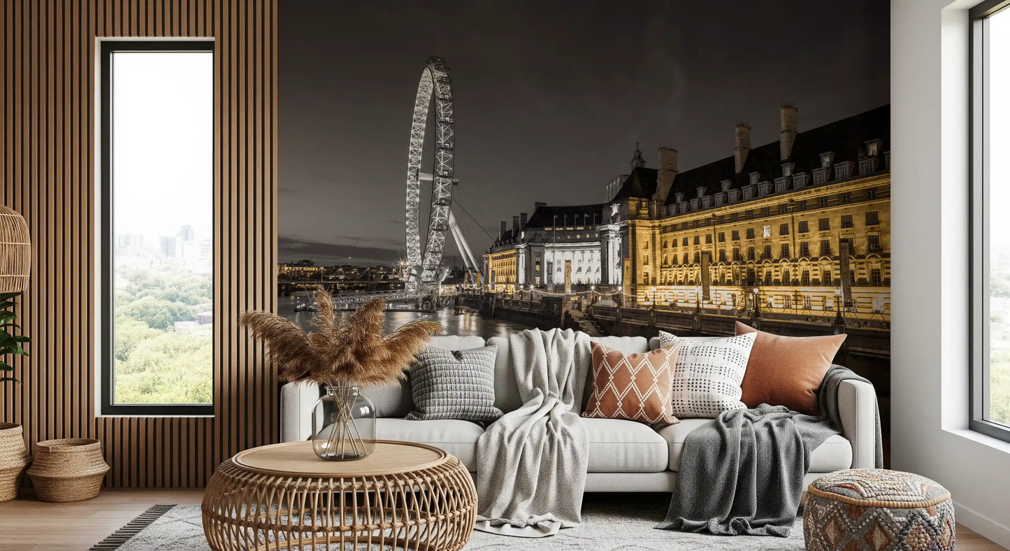 Muurdecoratie Nocturnal London Eye en County Hall