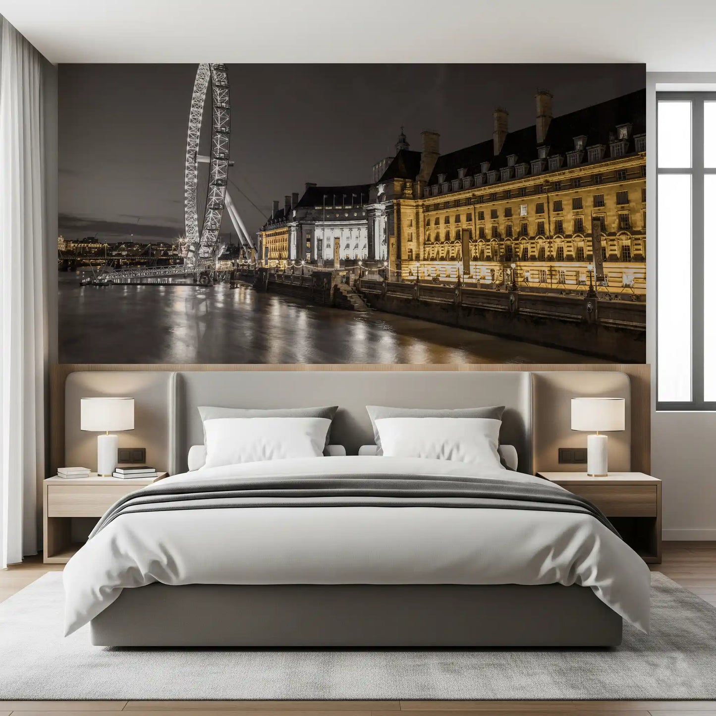 Muurdecoratie Nocturnal London Eye en County Hall