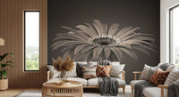 Serene Sepia Gerbera Daisy Macro Wall Mural