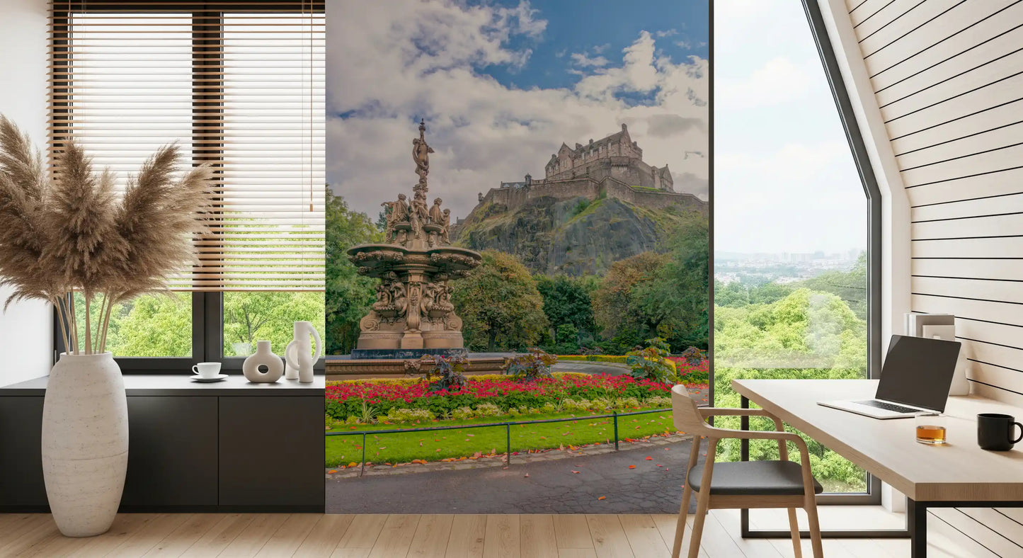 Majestic Edinburgh Castle and Ross Fountain Garden Wall Mural