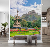 Majestic Edinburgh Castle and Ross Fountain Garden Wall Mural