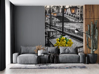 Venetian Rain with Golden Roses Wall Mural