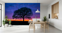 Solitary Oak at Twilight Wall Mural