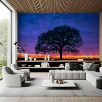 Solitary Oak at Twilight Wall Mural