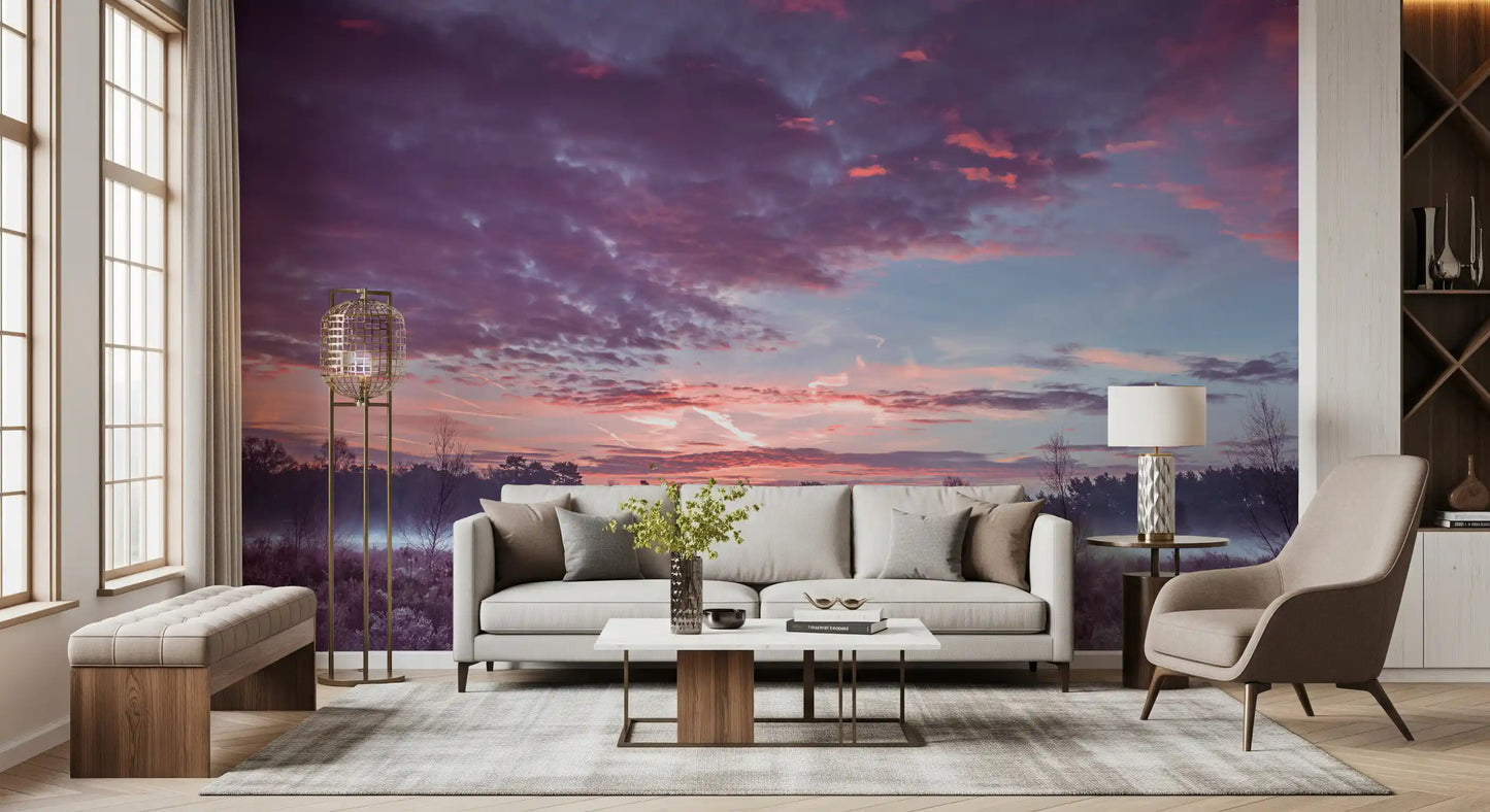Violet Twilight Frost Meadow Wall Mural