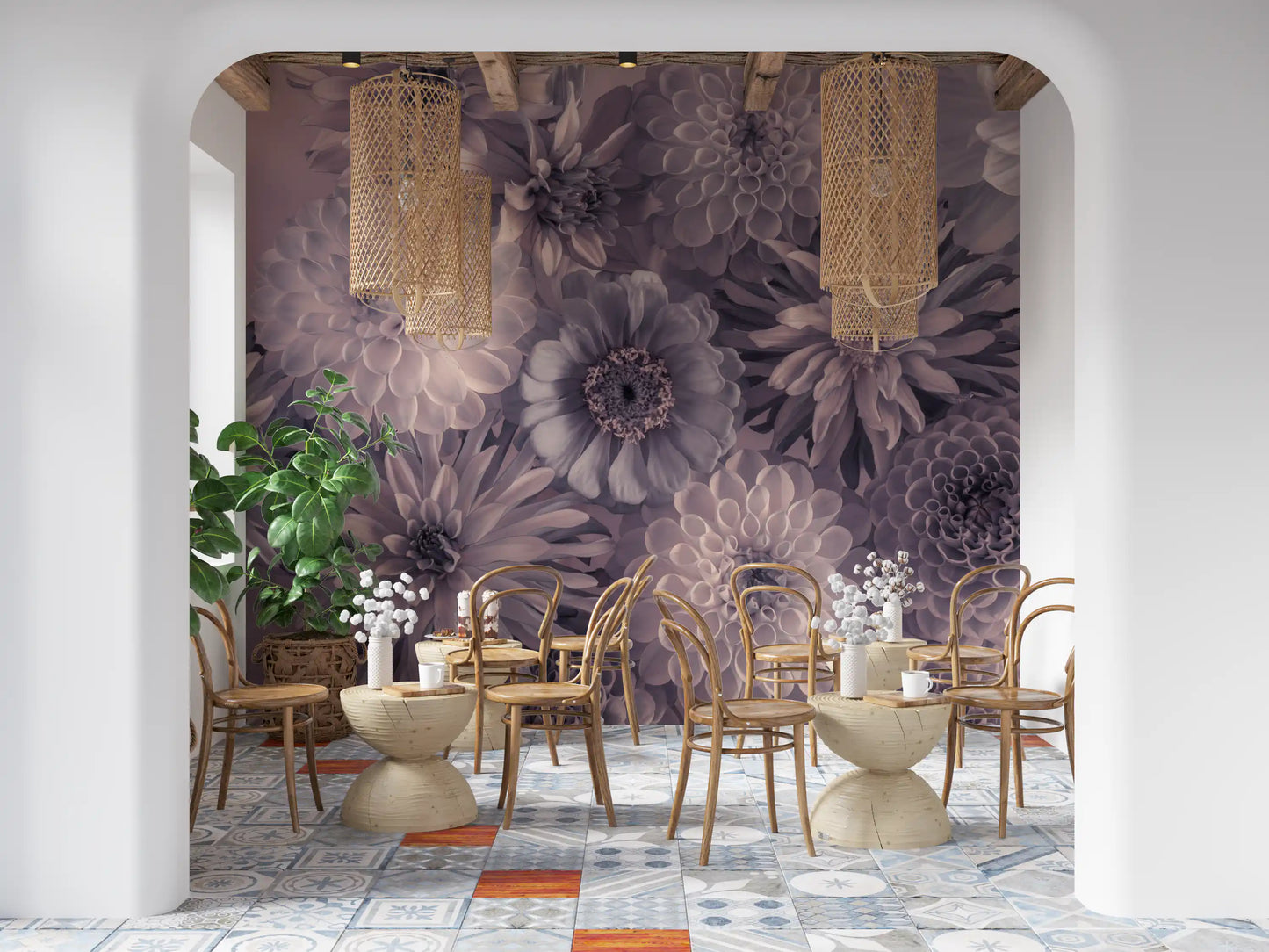 Wandbild Rauchiger Lavendel Botanischer Blumenstrauß