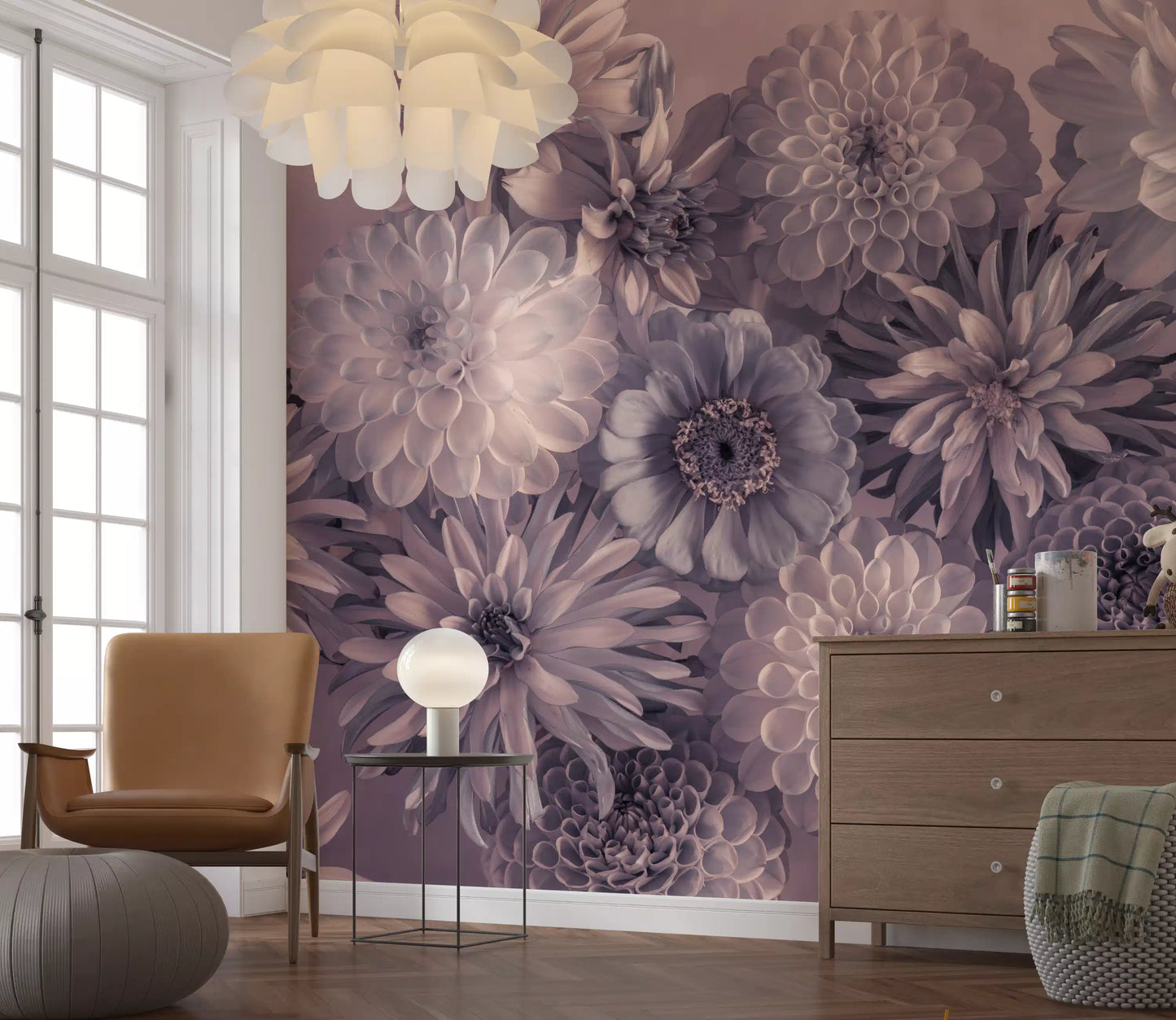 Wandbild Rauchiger Lavendel Botanischer Blumenstrauß