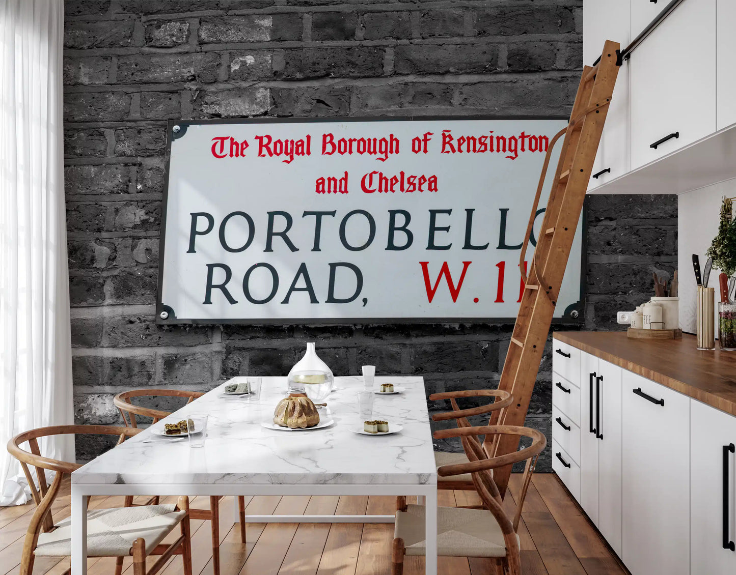 Wandbild Backsteinmauer im West-London-Bezirk
