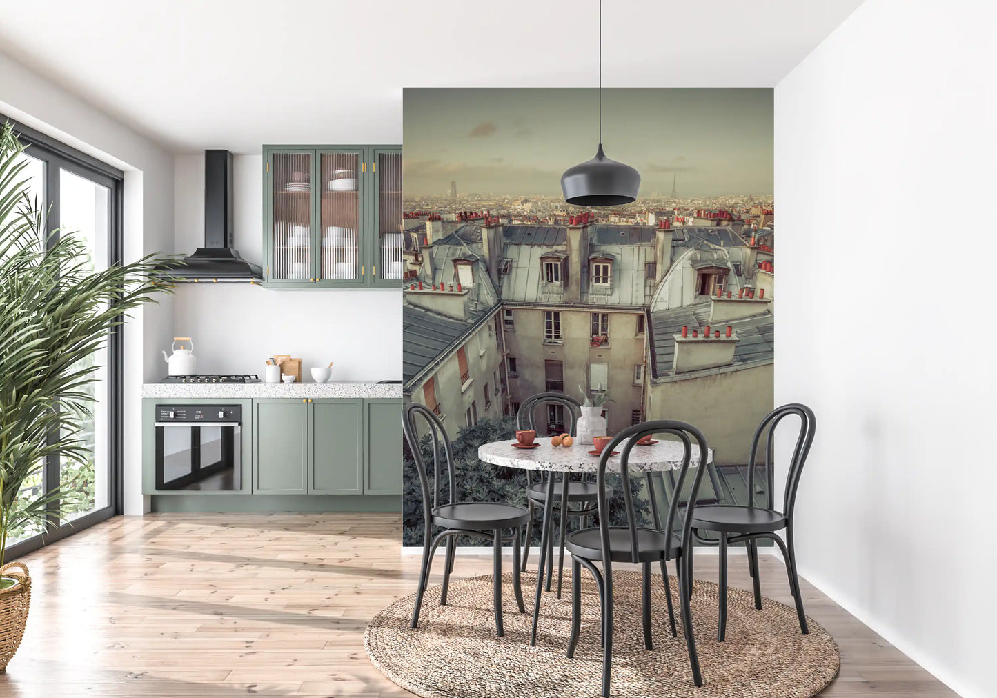 Wandbild Vintage Paris Skyline aus der Vogelperspektive