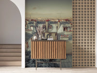 Wandbild Vintage Paris Skyline aus der Vogelperspektive