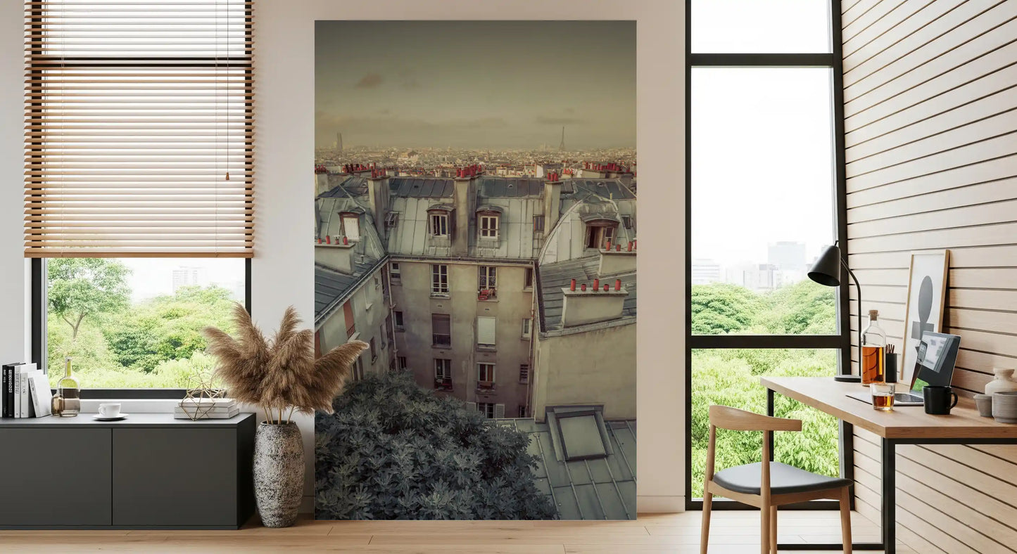 Wandbild Vintage Paris Skyline aus der Vogelperspektive
