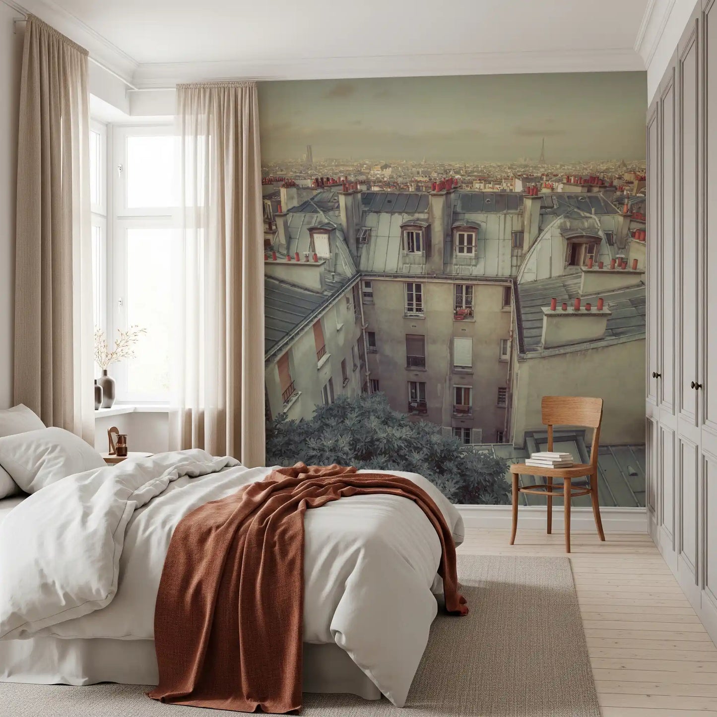 Wandbild Vintage Paris Skyline aus der Vogelperspektive