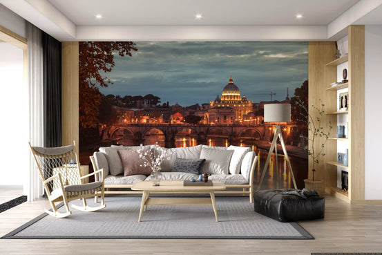 Living room set behind the Rome basilica sunset wall mural GD10950
