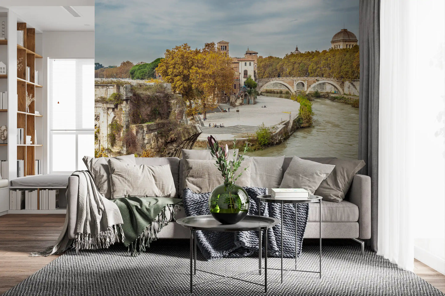 Wandbild Historische Flussufer von Rom