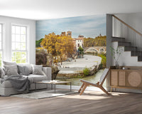Wandbild Historische Flussufer von Rom
