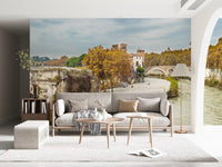 Wandbild Historische Flussufer von Rom