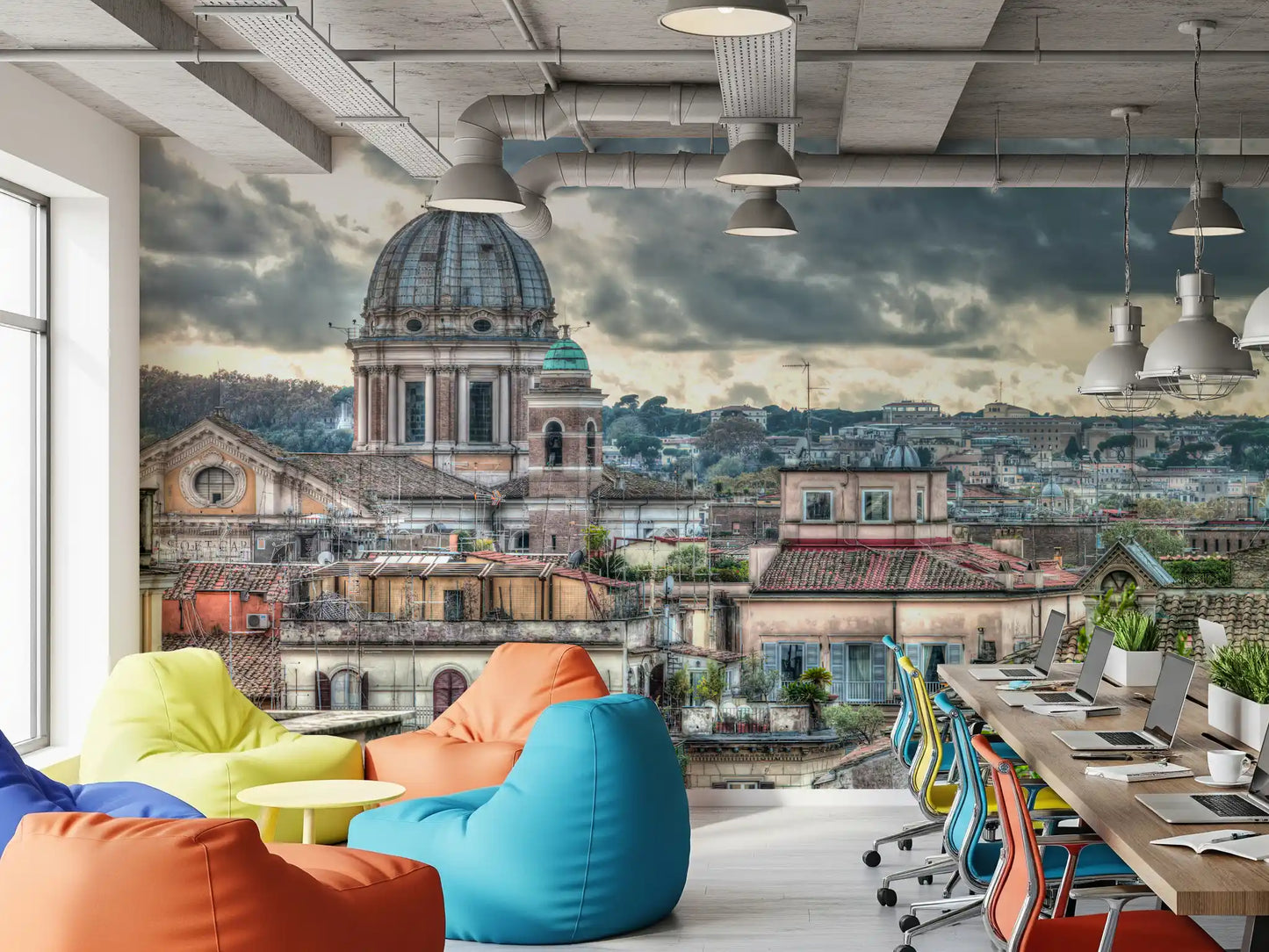 Wandbild Römische Dächer unter dramatischem Himmel